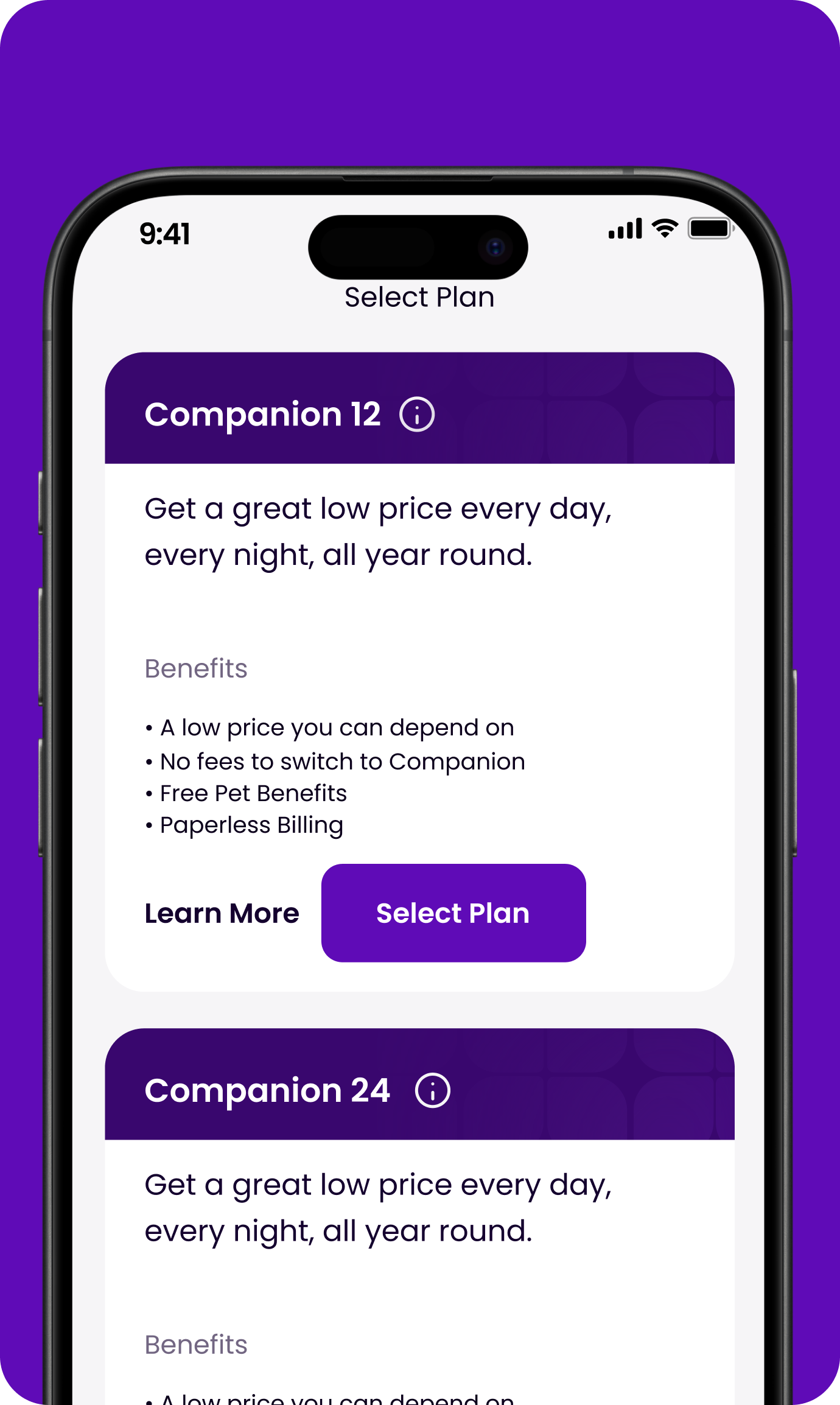 image of a phone screen with benefits of signing up